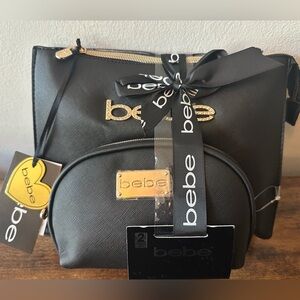 Bebe Black Women's Cosmetic Bag Set 2-Piece Travel Gift Set